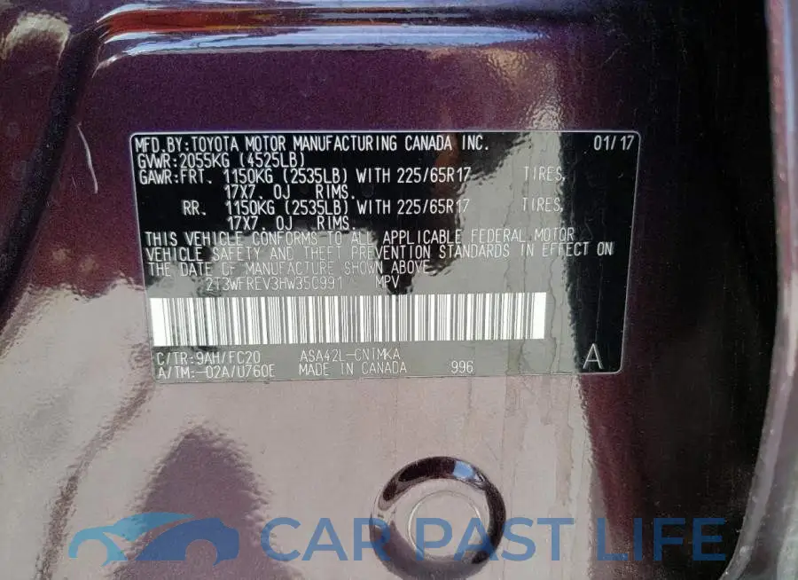 2T3WFREV3HW350991# 10