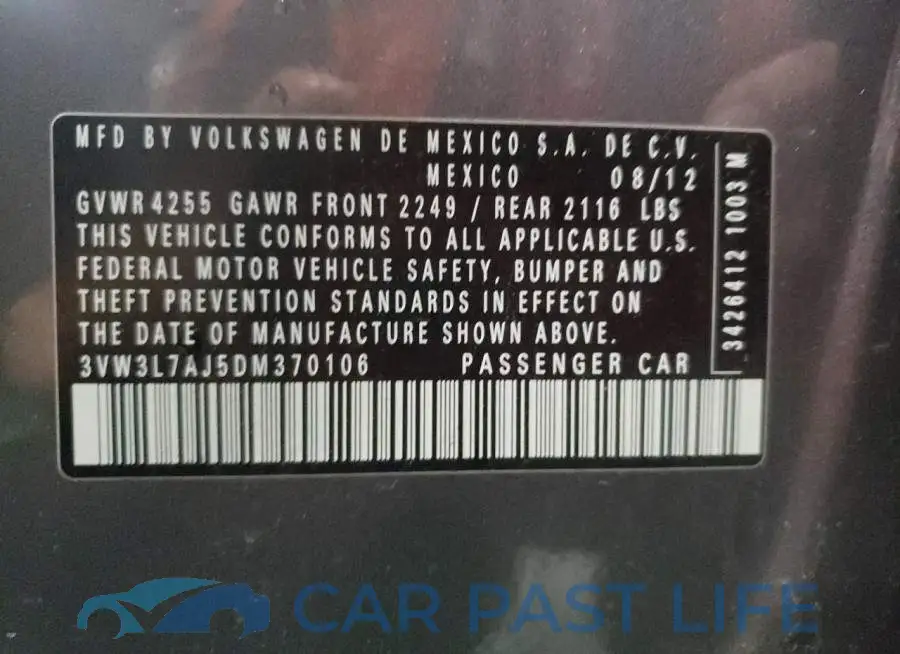 3VW3L7AJ5DM370106# 12