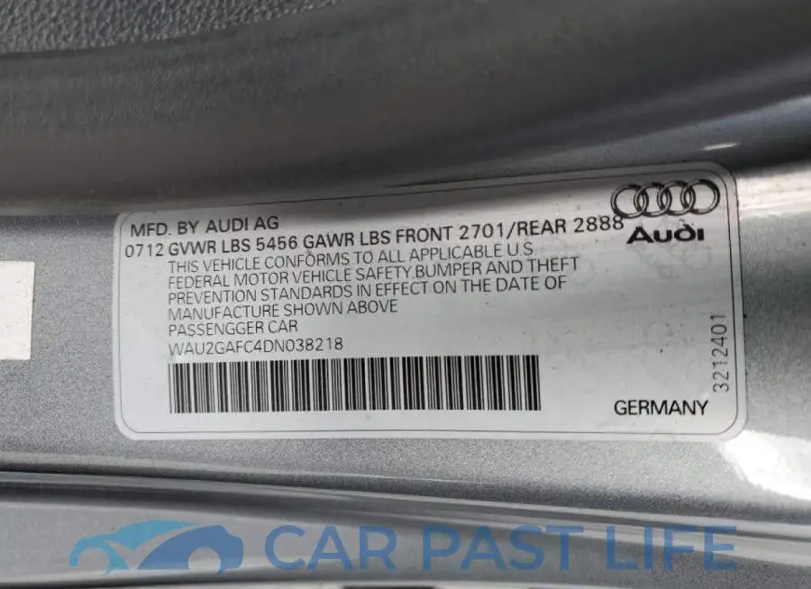 WAU2GAFC4DN038218# 12