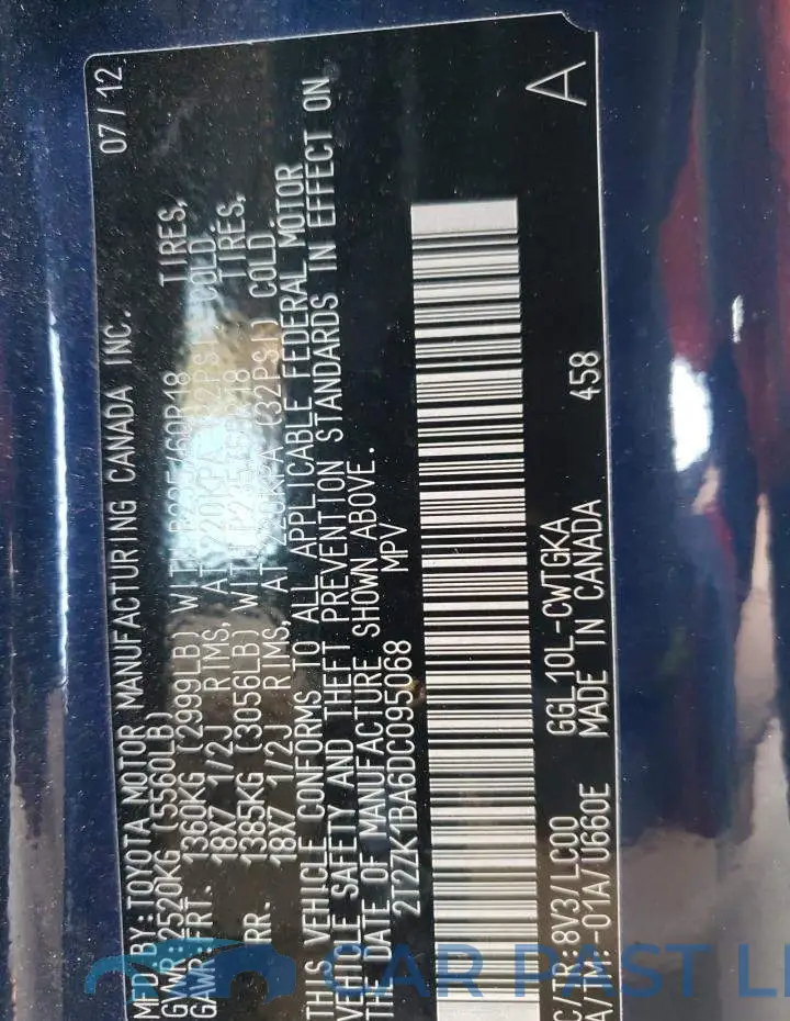 2T2ZK1BA6DC095068# 12