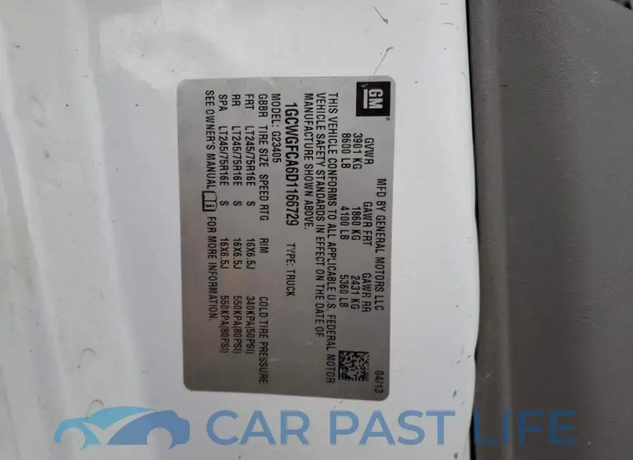 1GCWGFCA6D1166729# 10