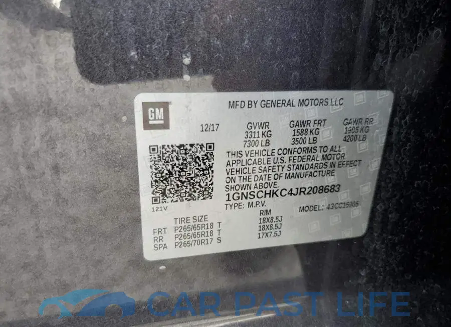 1GNSCHKC4JR208683# 10