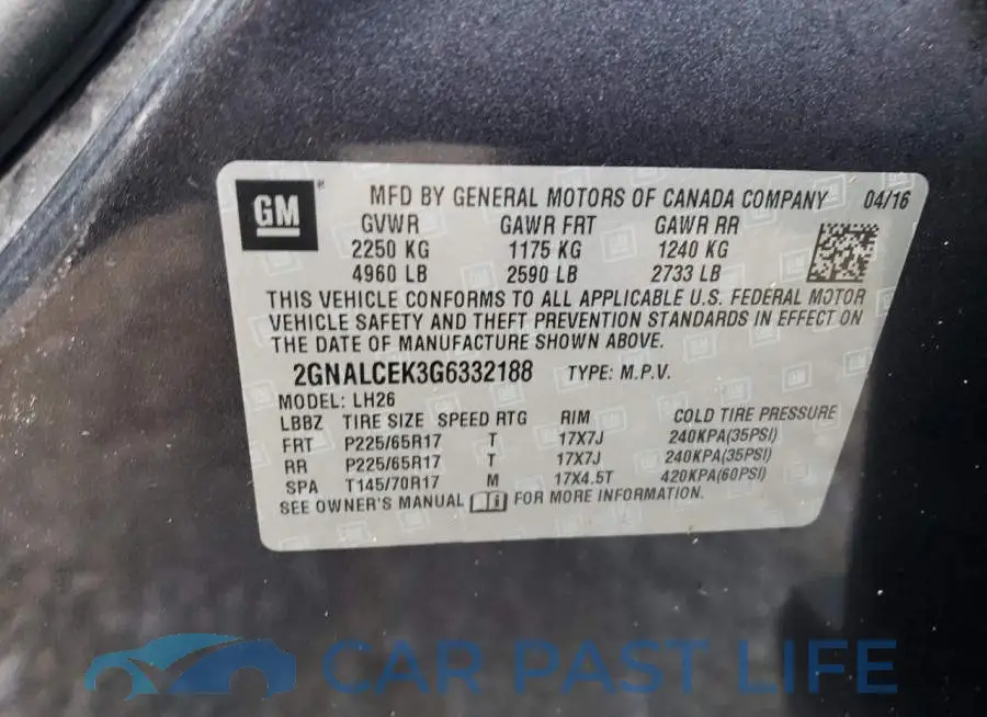 2GNALCEK3G6332188# 10