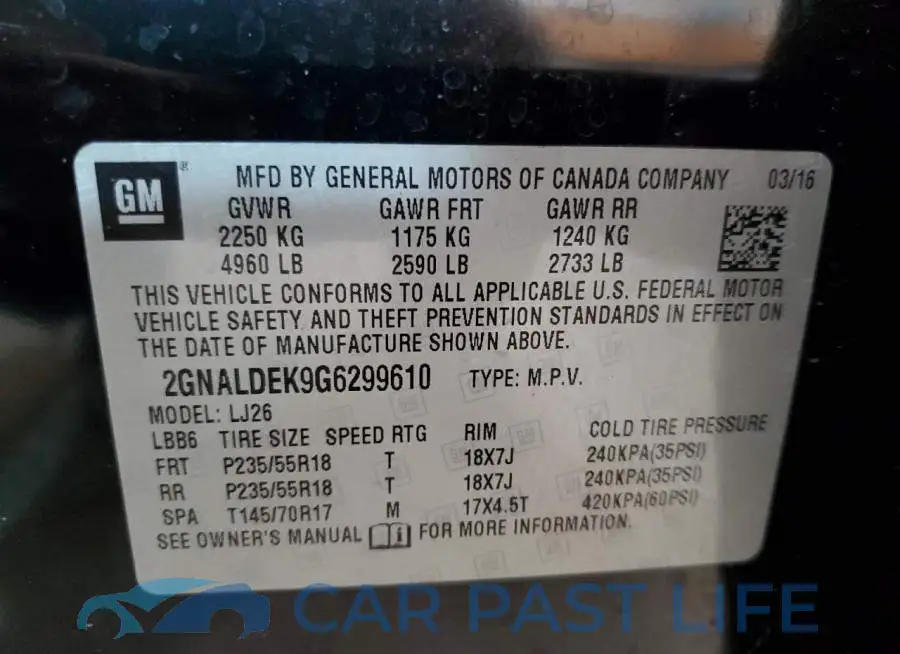2GNALDEK9G6299610# 10