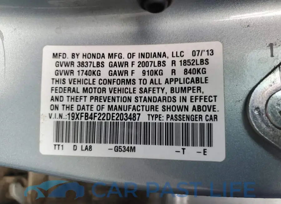 19XFB4F22DE203487# 10