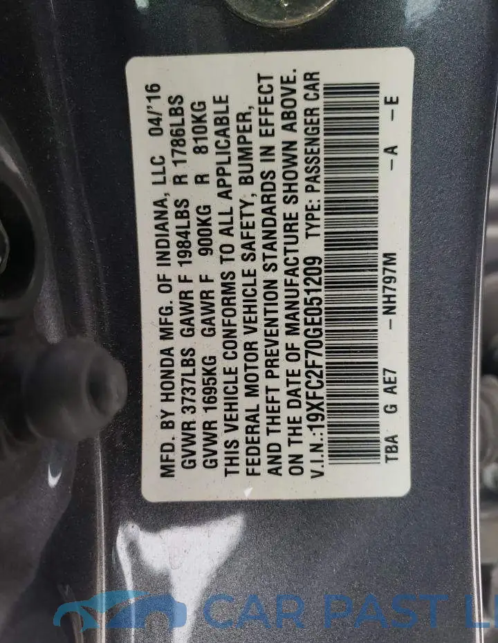 19XFC2F70GE051209# 13