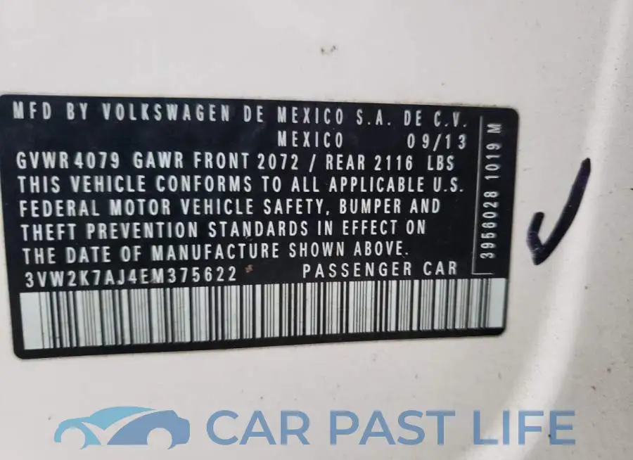 3VW2K7AJ4EM375622# 10