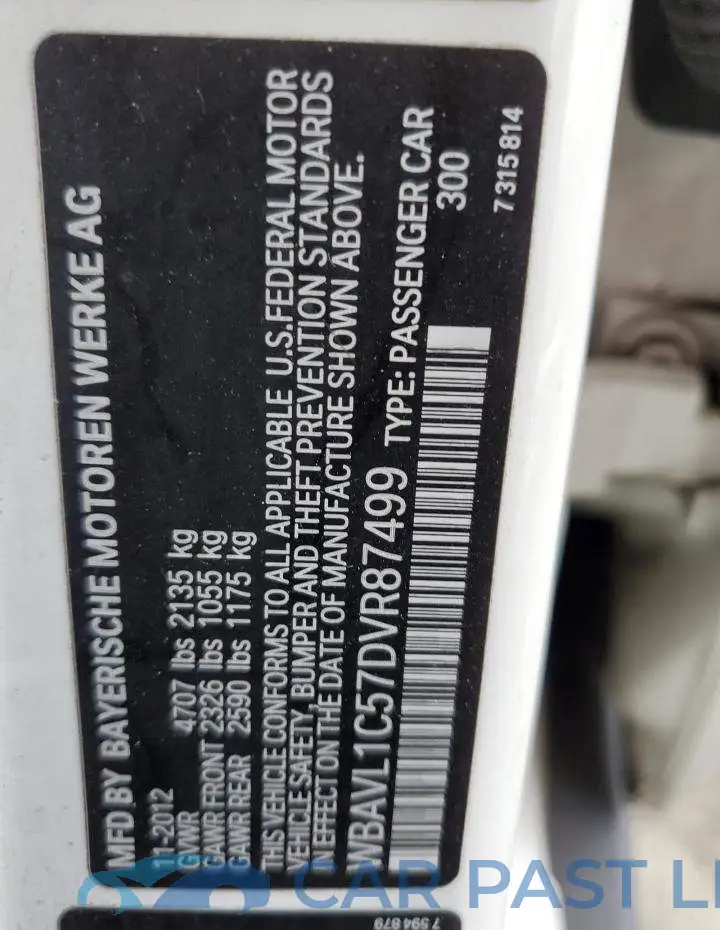 WBAVL1C57DVR87499# 13