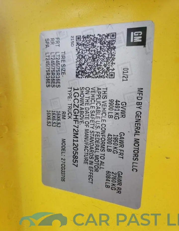 1GCZGHF72M1205857# 10