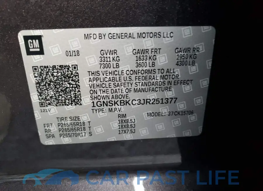 1GNSKBKC3JR251377# 10