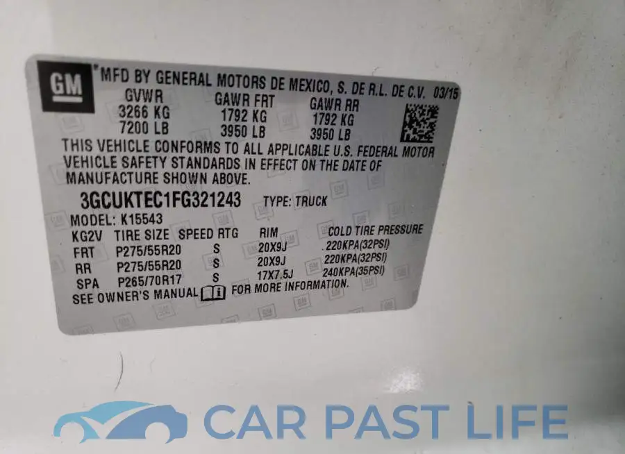 3GCUKTEC1FG321243# 10
