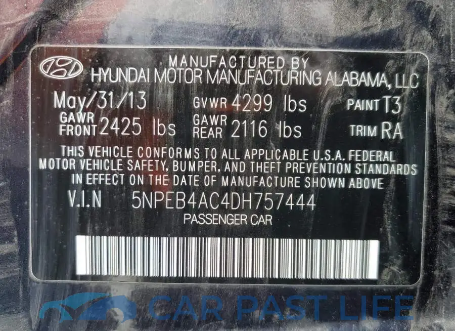 5NPEB4AC4DH757444# 10