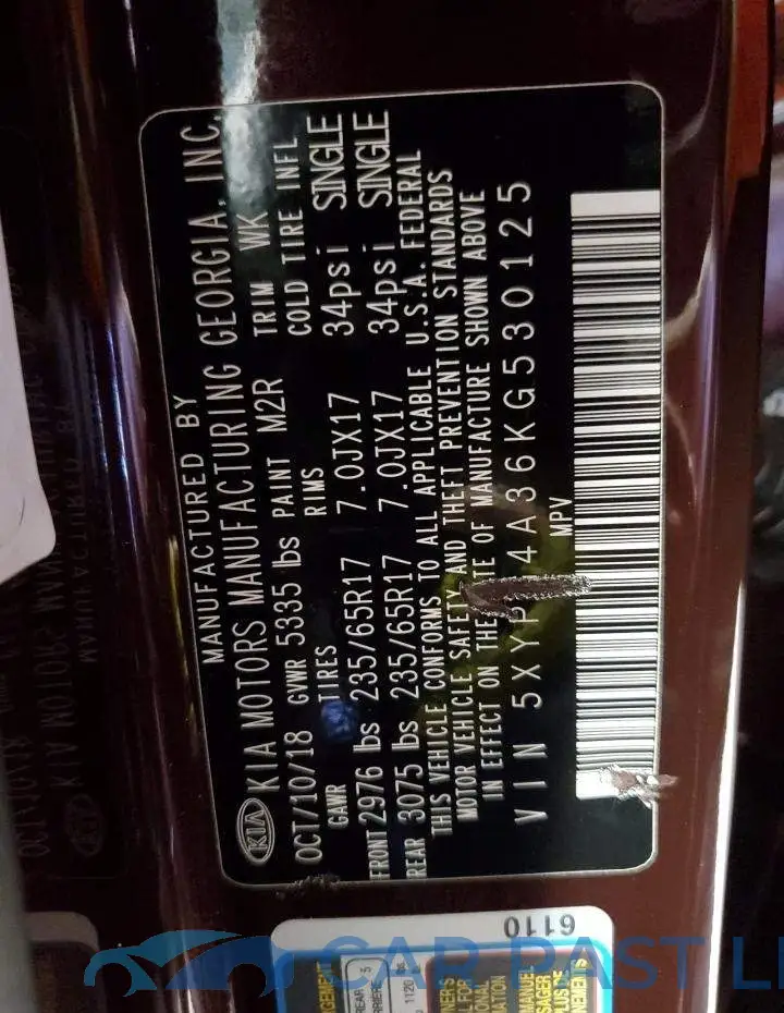 5XYPG4A36KG530125# 10