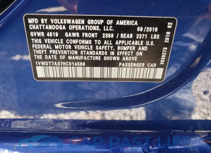 1VWDT7A37HC014589# 10