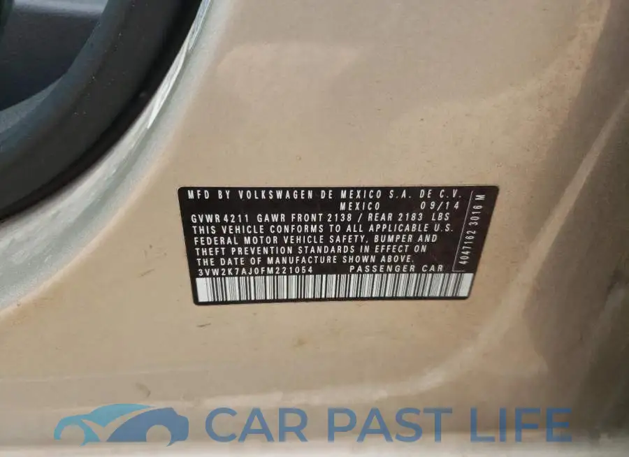 3VW2K7AJ0FM221054# 10