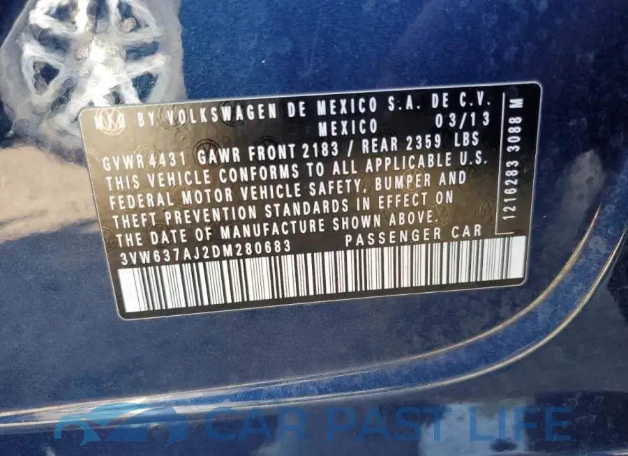 3VW637AJ2DM280683# 10
