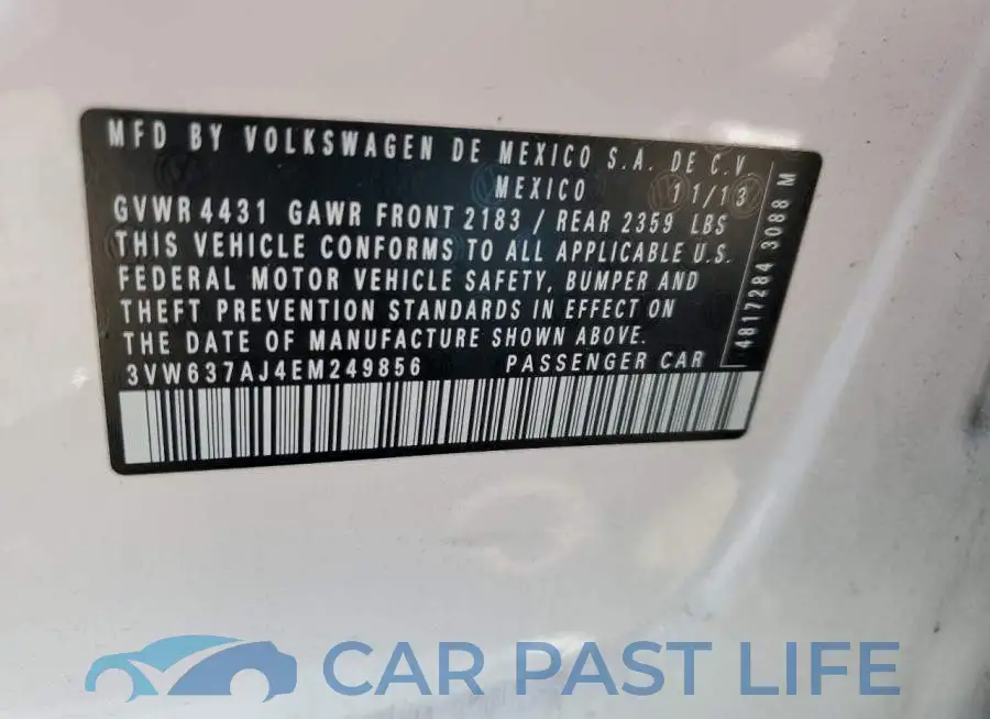 3VW637AJ4EM249856# 10