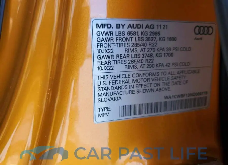 WA1CWBF13ND009776# 10