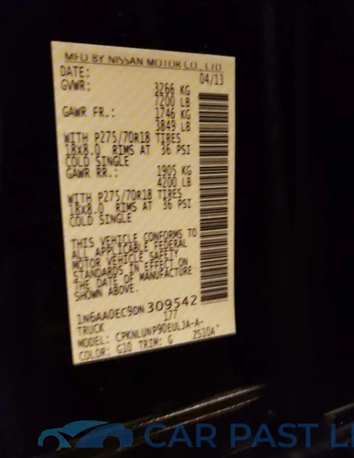 1N6AA0EC9DN309542# 10