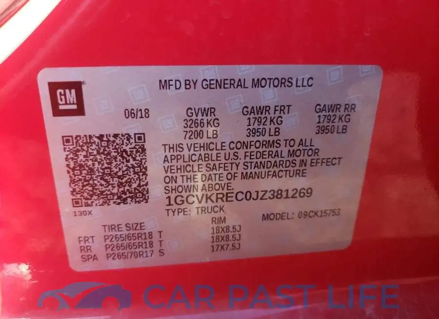 1GCVKREC0JZ381269# 10