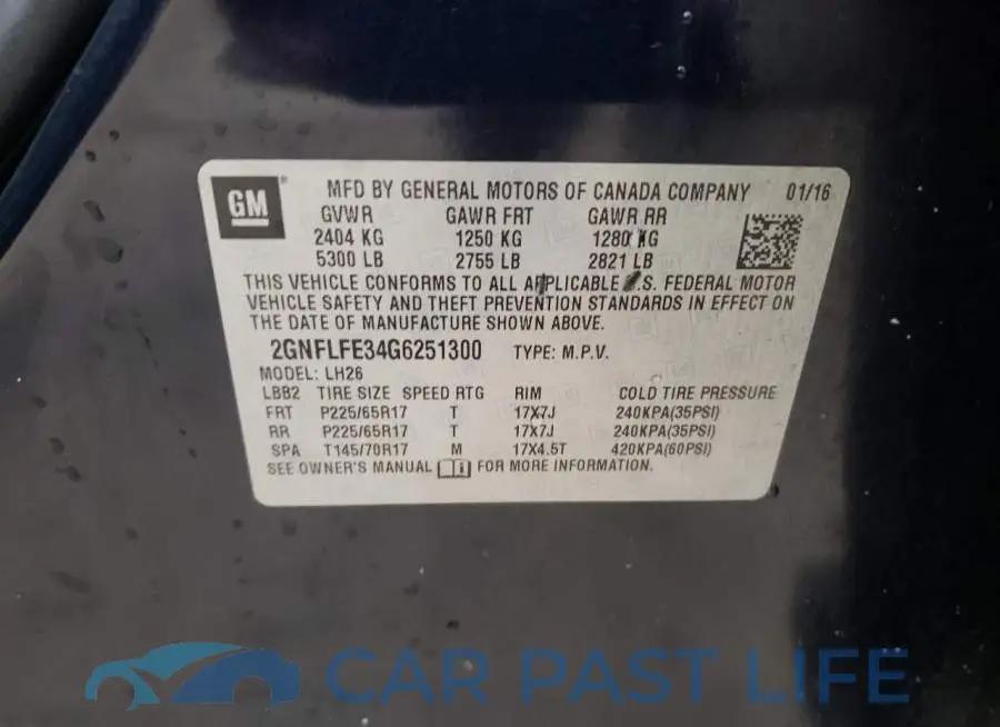 2GNFLFE34G6251300# 12