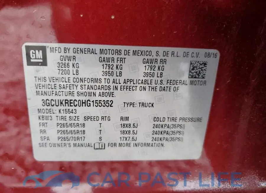 3GCUKREC0HG155352# 10