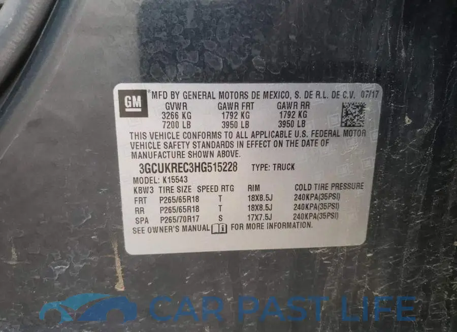 3GCUKREC3HG515228# 10