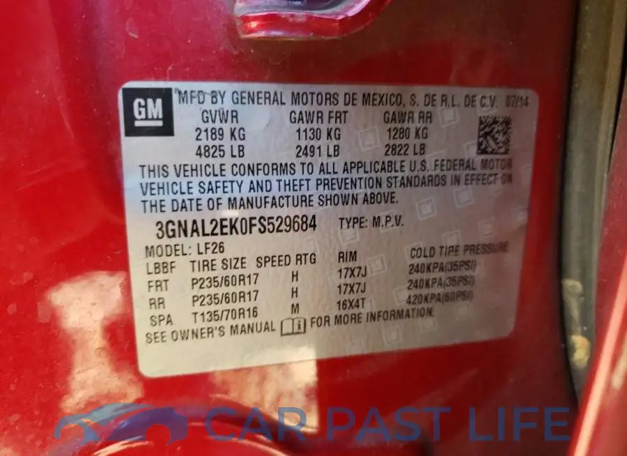 3GNAL2EK0FS529684# 13