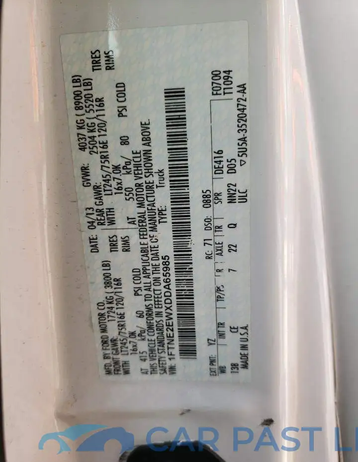 1FTNE2EWXDDA65985# 10