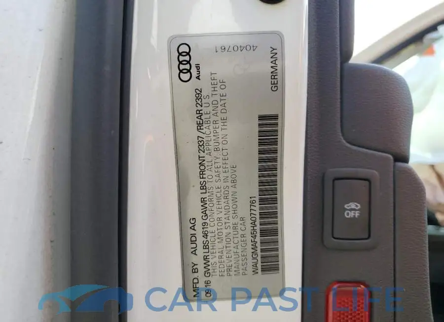 WAUGMAF45HA077761# 10