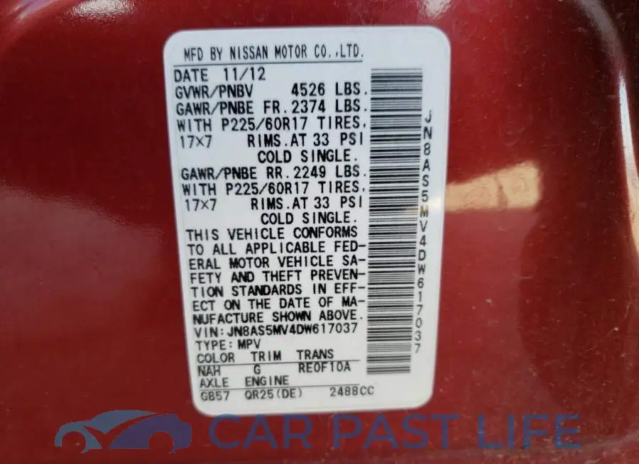 JN8AS5MV4DW617037# 10