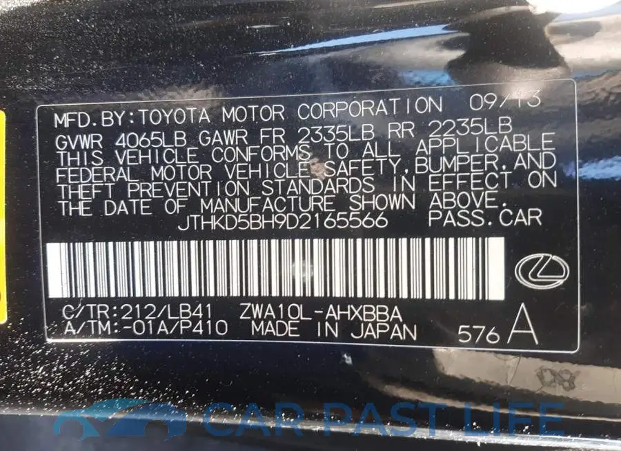 JTHKD5BH9D2165566# 10