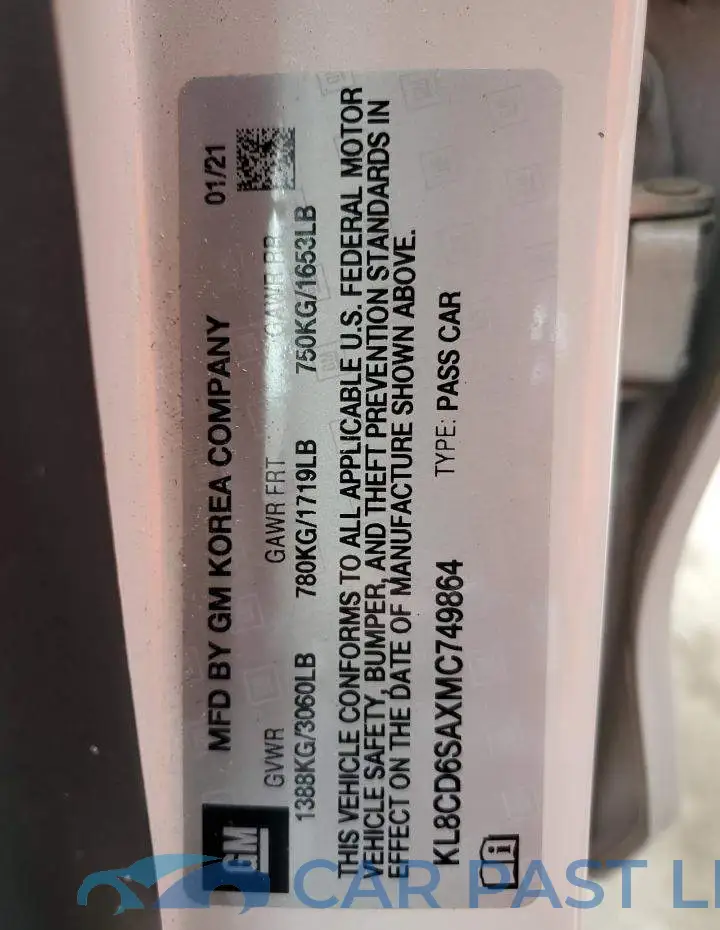 KL8CD6SAXMC749864# 12