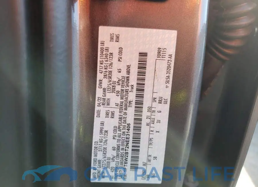 1FT8W2BT2NEE31406# 10