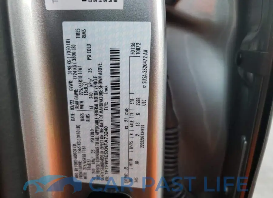 1FTFW1E5XNFA73240# 12