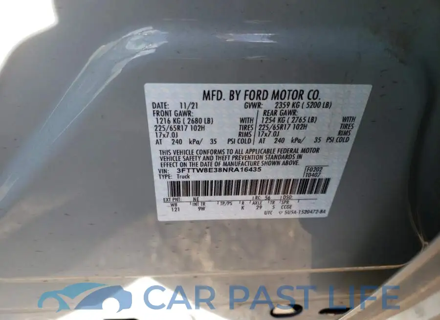 3FTTW8E38NRA16435# 10