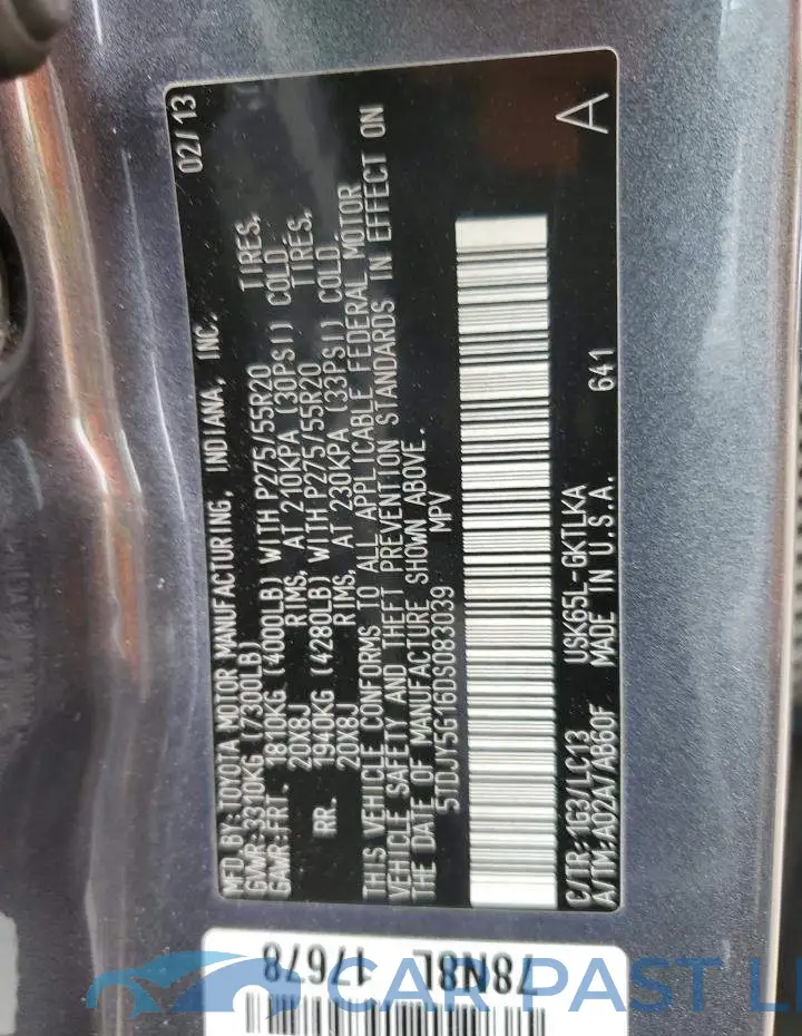 5TDJY5G16DS083039# 10