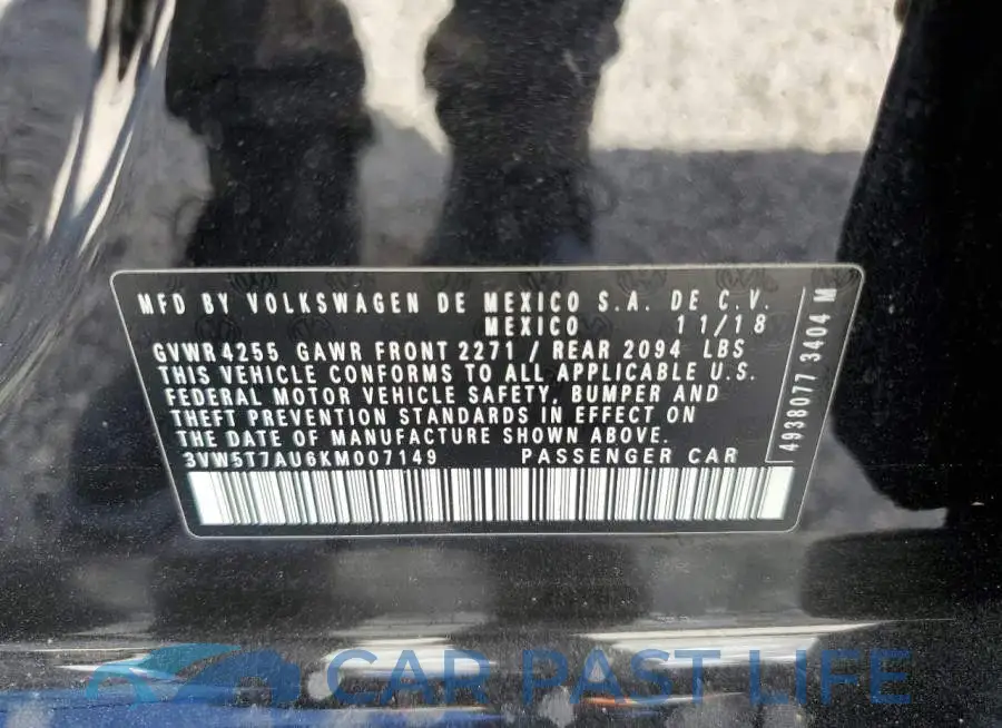 3VW5T7AU6KM007149# 10