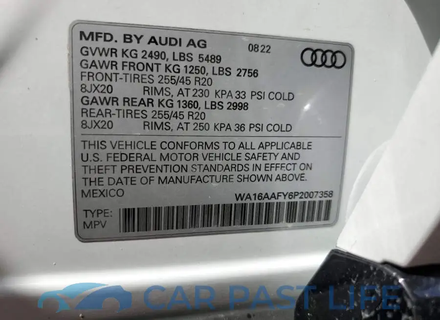 WA16AAFY6P2007358# 10