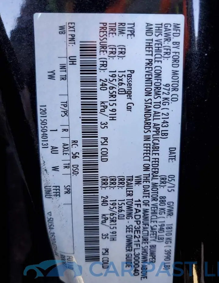 1FADP3E21FL300040# 10
