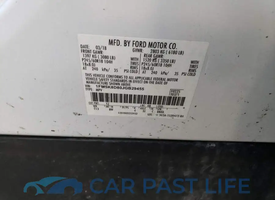 1FM5K8D80JGB29455# 10
