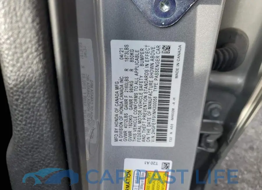 2HGFE1F91NH300058# 10