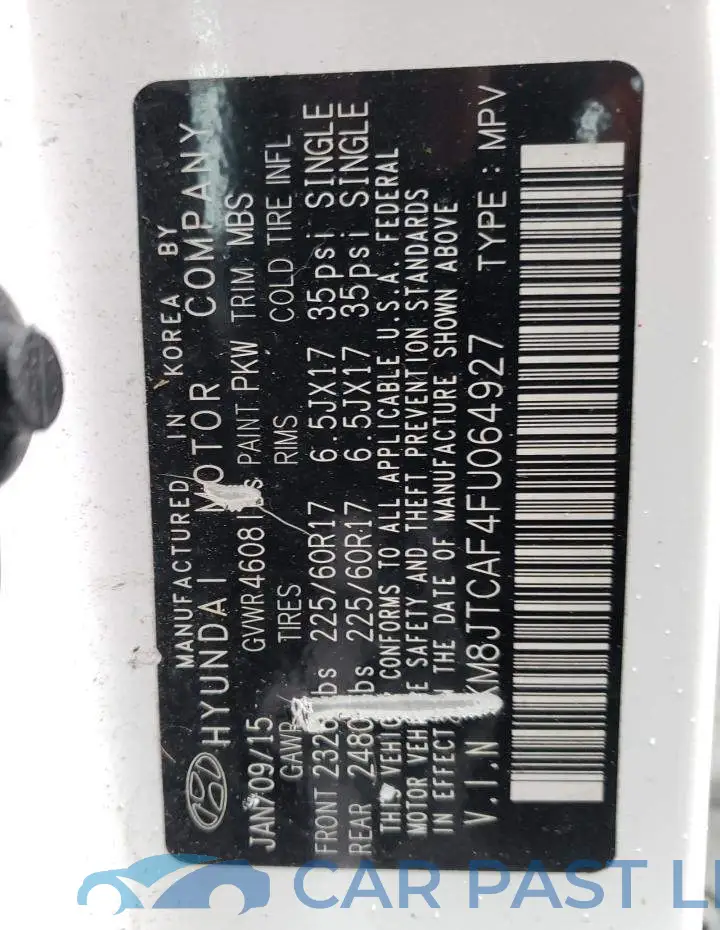 KM8JTCAF4FU064927# 13