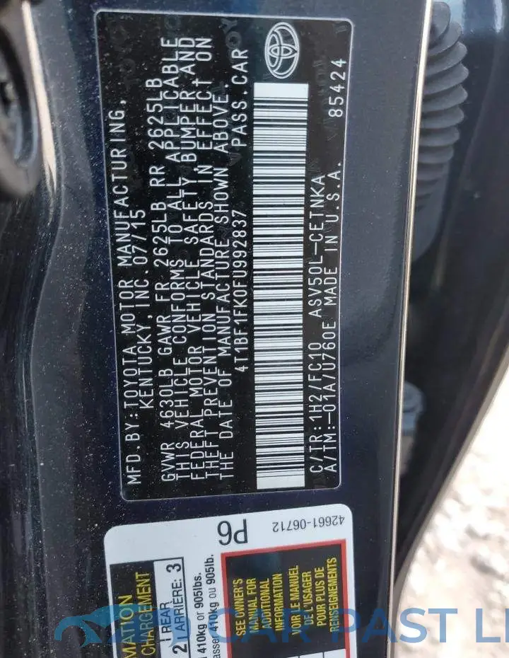 4T1BF1FK0FU992837# 12
