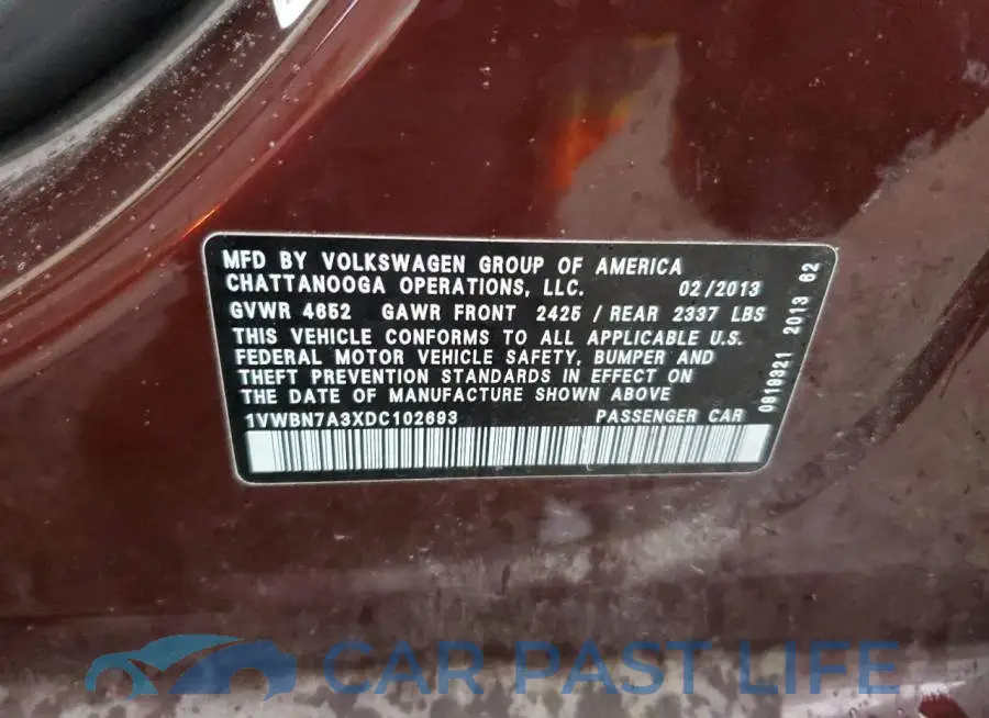 1VWBN7A3XDC102693# 12