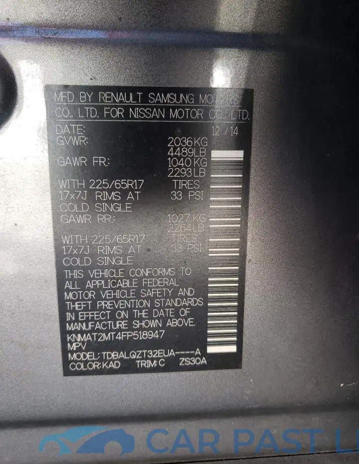 KNMAT2MT4FP518947# 10
