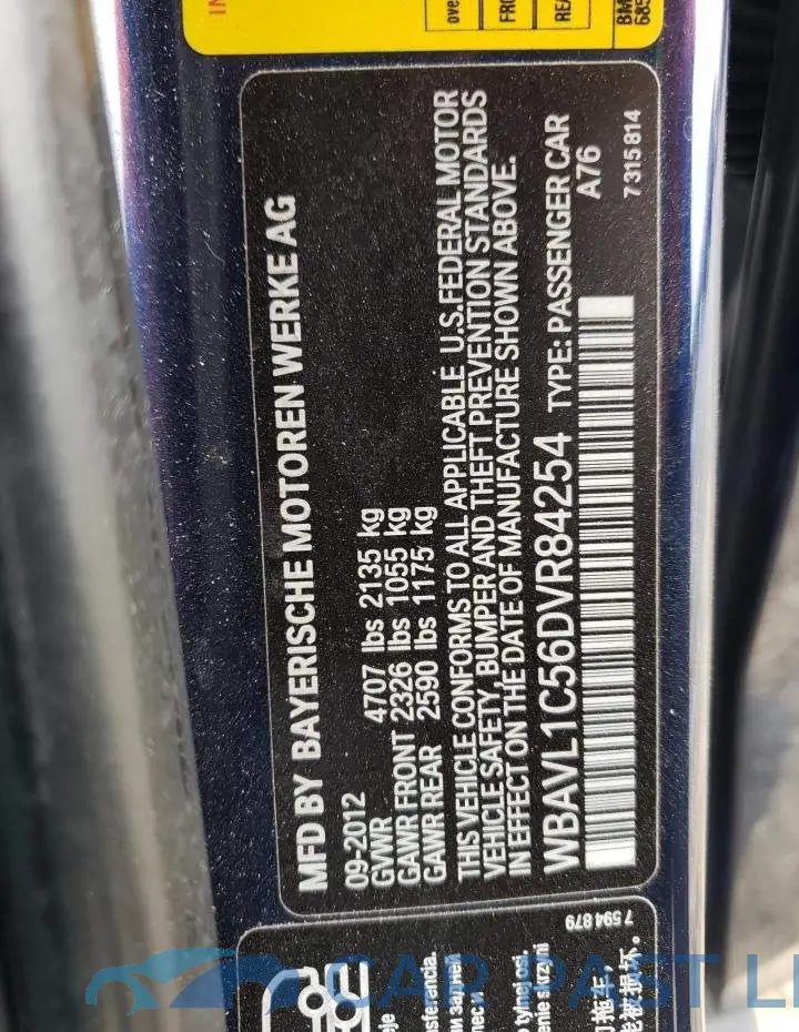 WBAVL1C56DVR84254# 10