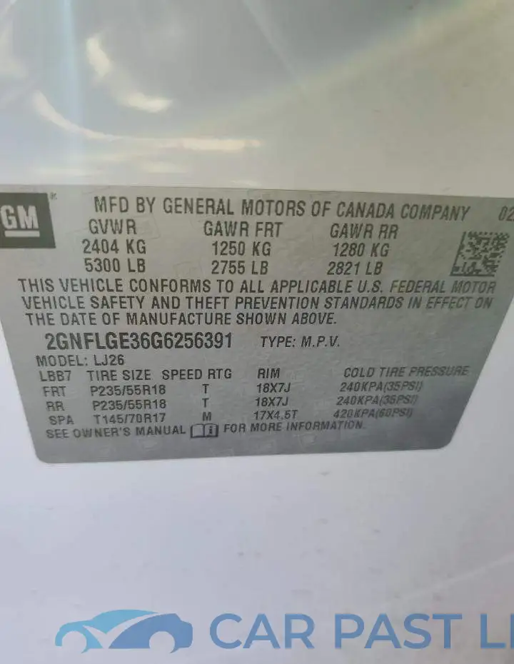 2GNFLGE36G6256391# 13