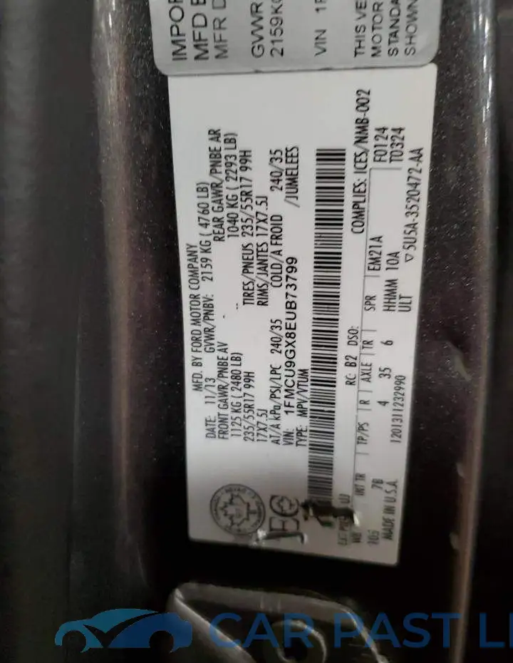 1FMCU9GX8EUB73799# 13