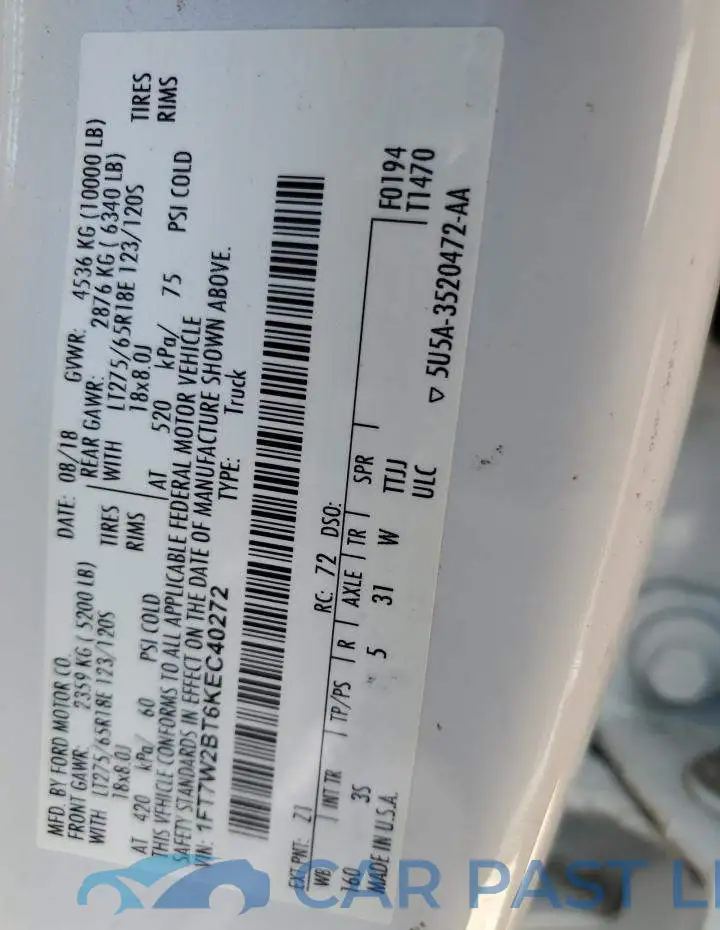 1FT7W2BT6KEC40272# 13